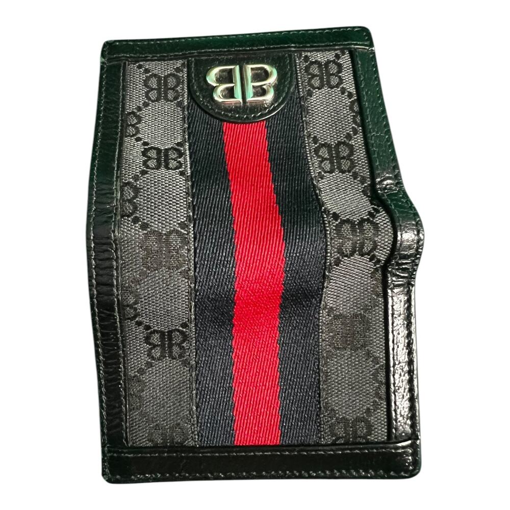 Balenciaga x Gucci Hacker Project BB Canvas Monogram Ophidia Web Black Wallet - Picture 5 of 13